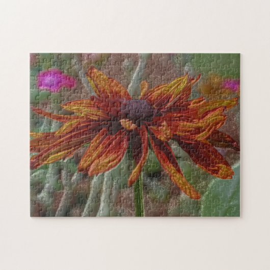 Oranje Daisy Pencil Flower Art Legpuzzel (Horizontaal)