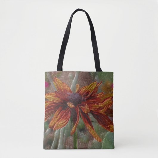 Oranje Daisy Pencil Flower Art Tote Bag (Voorkant)