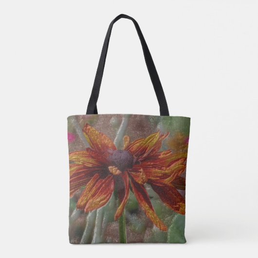 Oranje Daisy Pencil Flower Art Tote Bag (Achterkant)