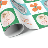 Oranje Daisy Pop Flower Chic Birthday Photo Gift Cadeaupapier (Rol Hoek)