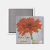 Oranje Daisy Wedding Magneet (Voorkant / Achterkant)