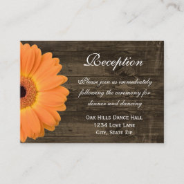 Oranje Daisy Wedding Reception Direction Card Informatiekaartje