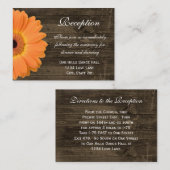 Oranje Daisy Wedding Reception Direction Card Informatiekaartje (Voorkant / Achterkant)