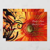 Oranje Daisy Wedding Uitnodiging (Voorkant / Achterkant)