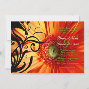 Oranje Daisy Wedding Uitnodiging