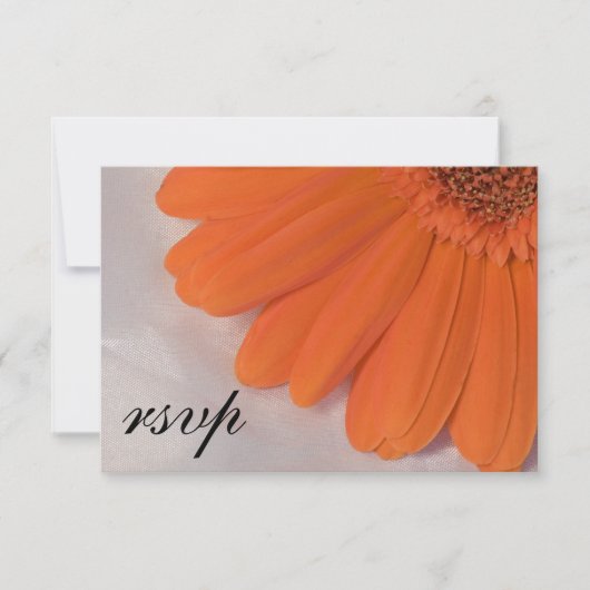 Oranje Daisy White Satin Weddenschap RSVP Reactie Kaartje (Voorkant)