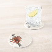  Oranje Daisy Zandsteen Onderzetter (Zijkant)