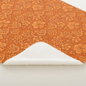 Oranje Damasbehangpatroon Sherpa Deken (3/4)