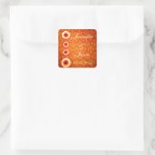 Oranje Damask en Roze Daisies Vierkante Sticker (Tas)