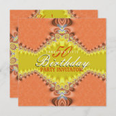 Oranje Damask Fab 50ste Verjaardagsfeestuitnodigin Kaart (Voorkant / Achterkant)