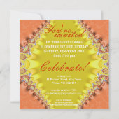 Oranje Damask Fab 50ste Verjaardagsfeestuitnodigin Kaart (Achterkant)