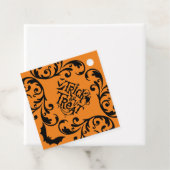 Oranje Damask Glam Bats en Spider Trick or treat Bedankjes Labels (In situ)