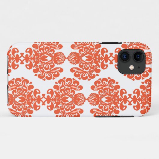 Oranje Damask iPhone Case (Achterkant (horizontaal))