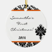 Oranje Damask Lace Personalized Name Ornament (Voorkant)