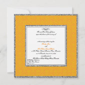 Oranje Damask met Pewter U.K. Wedding Invitation Kaart (Voorkant)