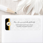 Oranje Damask Monogram Adreslabel Etiket (Insitu)