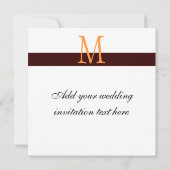 Oranje Damask Monogram Weddenschap 3 Kaart (Achterkant)