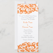 Oranje Damask Monogram Weddenschap Kaart (Voorkant)