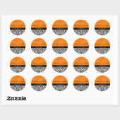 Oranje Damask Monogram Wedding Stickers (Vel)