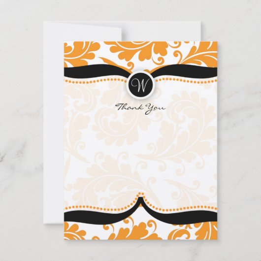 Oranje Damask Paisley Wedding Bedankt (Voorkant)