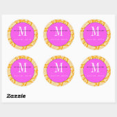 Oranje Damask Pink Monogram Wedding Sticker (Vel)