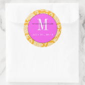 Oranje Damask Pink Monogram Wedding Sticker (Tas)