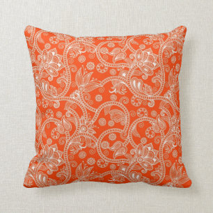 Oranje Damask Swirl Pattern Kussen