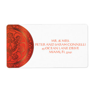 Oranje Damask-verzendlabels Etiket