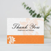 Oranje Damask Wedding Hartelijk dank Bedankkaart (Staand voorkant)