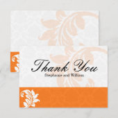 Oranje Damask Wedding Hartelijk dank Bedankkaart (Voorkant / Achterkant)