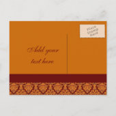 Oranje Damasl Fall Wedding Save the Date Briefkaar Aankondigingskaart (Achterkant)