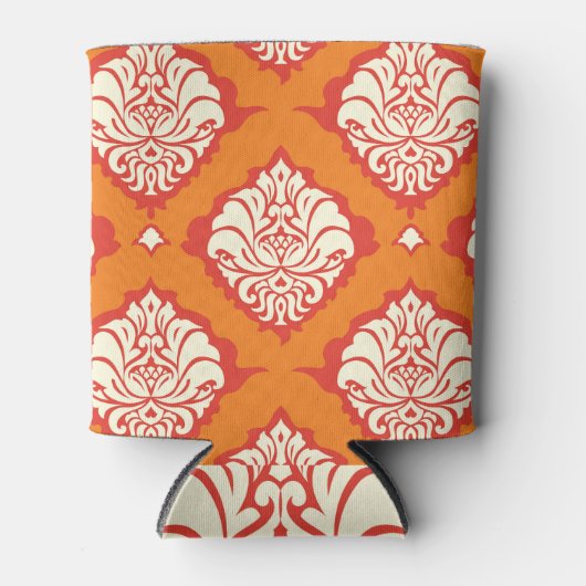 Oranje damast behang: bloemennaadloos. blikjeskoeler (Voorkant)