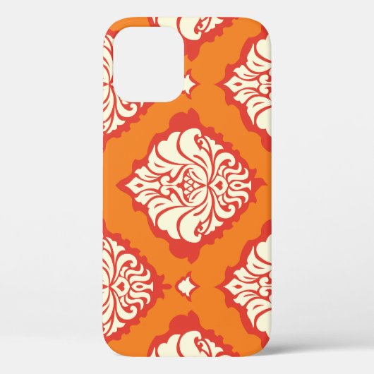 Oranje damast behang: bloemennaadloos. Case-Mate iPhone case (Achterkant)