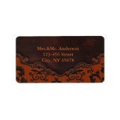 oranje Damast Western lederen Adresetiketten Etiket (Voorkant)