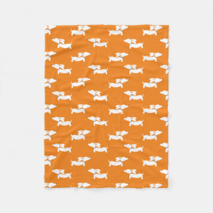Oranje Dancing Dachshunds Fleece Deken Ontwerp