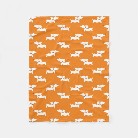 Oranje Dancing Dachshunds Fleece Deken Ontwerp (Voorkant)