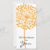 Oranje Dandelion Flower Gift Certificate Design 2 (Achterkant)