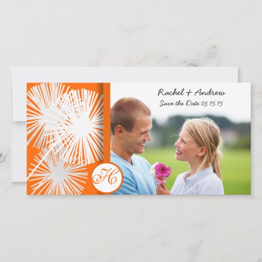Oranje Dandelion Opslaan Datum Save The Date (Voorkant)