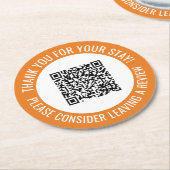 Oranje Dank je Scan me Promotionele QR-code Ronde Kartonnen Onderzetter (Gebogen)