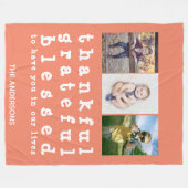 Oranje dankbare goddeloze Thanksgiving Fleece Deken (Voorkant (Horizontaal))