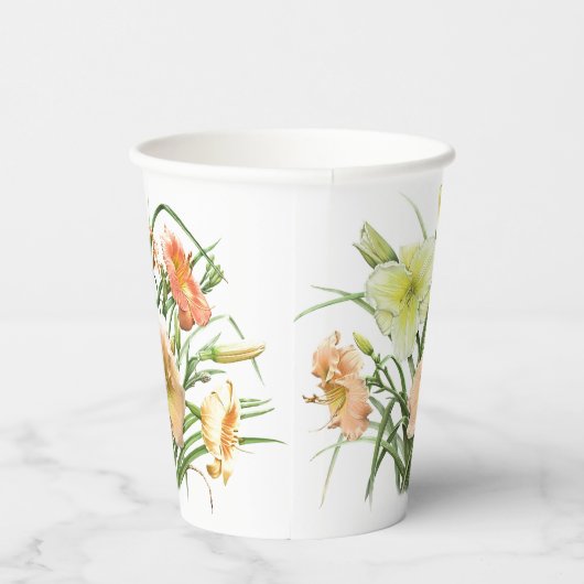 Oranje Daylily Boeket Botanisch Ontwerp Papieren Bekers (Rechts)