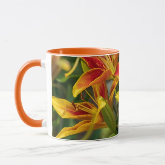 Oranje Daylily Canadese Bloemfotografie Mok (Links)