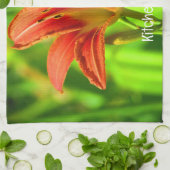 Oranje Daylily keukenhanddoek (Gevouwen)