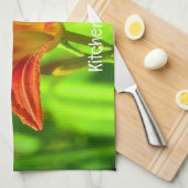 Oranje Daylily keukenhanddoek (Quarter Fold)