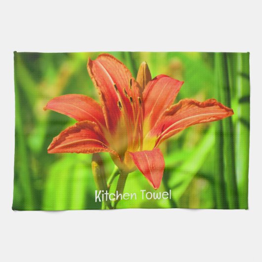 Oranje Daylily keukenhanddoek (Horizontaal)