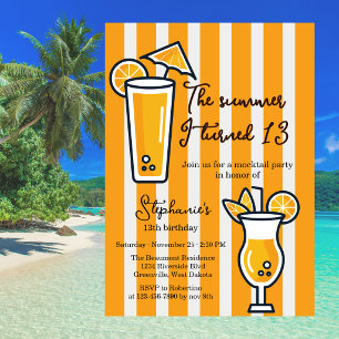 Oranje De Zomer Dat Ik 13 Werd Mocktail Verjaardag Kaart