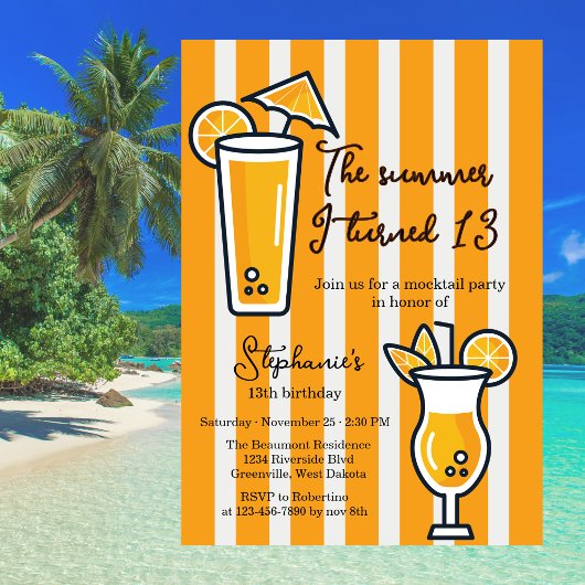 Oranje De Zomer Dat Ik 13 Werd Mocktail Verjaardag Kaart