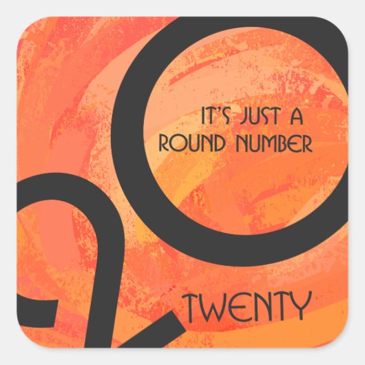 Oranje decennium vierkante sticker (Voorkant)