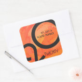 Oranje decennium vierkante sticker (Envelop)