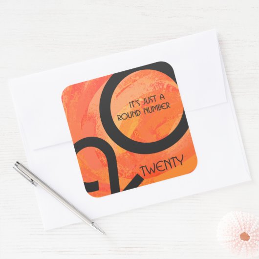 Oranje decennium vierkante sticker (Envelop)
